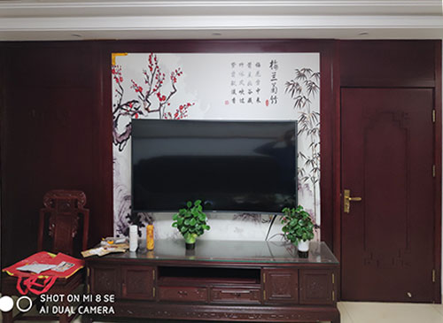 黄石中式家庭装修电视柜效果展示