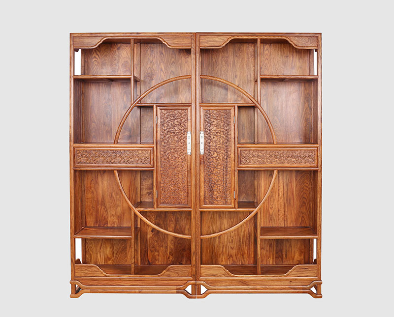 黄石翠玲珑家庭中式装修组合书柜效果图